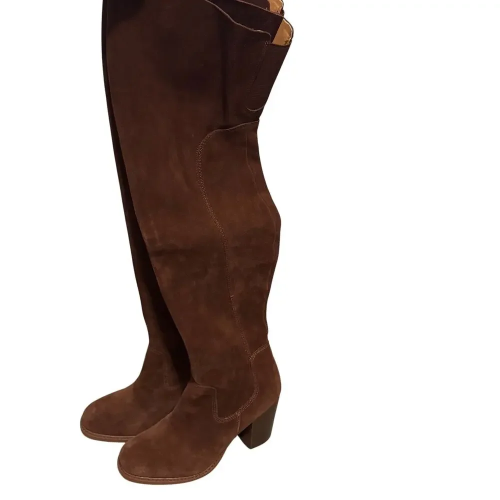 NWOT Kelsi Dagger Brooklyn Brown Suede over the knee boots - Picture 3 of 10